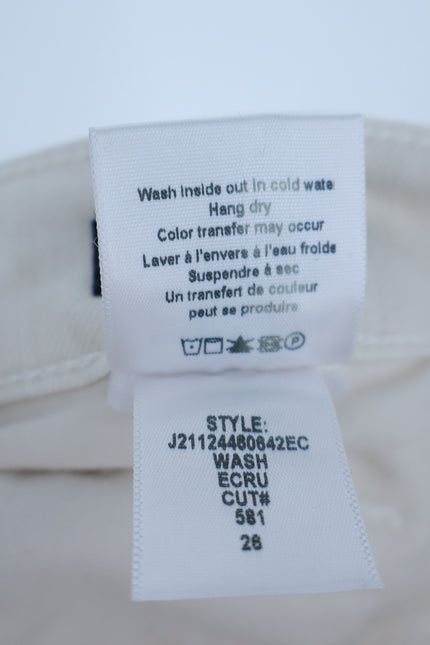 VERONICA BEARD Ryleigh Slim Straight Jeans Ecru High Rise Button Fly Women's 26