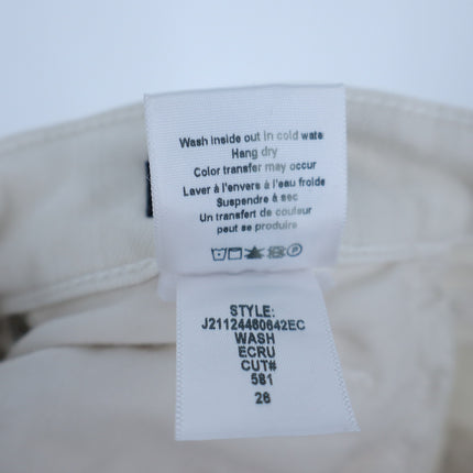 VERONICA BEARD Ryleigh Slim Straight Jeans Ecru High Rise Button Fly Women's 26