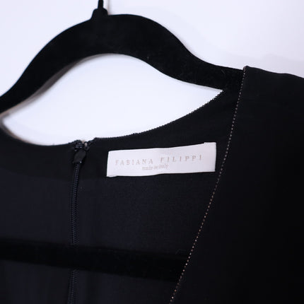 FABIANA FILIPPI Bead-Embellished Sleeveless Dress Black Jersey Knit Women's XL