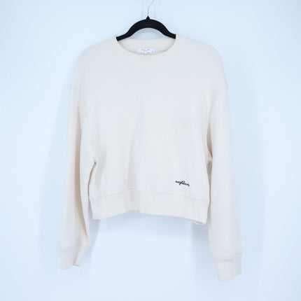 Rag & Bone Embroidered Sweatshirt Off White French Terry Boxy Pullover Women's S