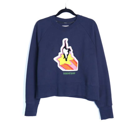 ZIMMERMANN Starcat Embroidered Sweatshirt Navy Pullover Terry Women's 3/US 10