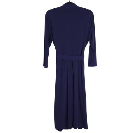 THE FOLD Wrap Belted Midi Dress Navy Blue Long Sleeve Women's 8