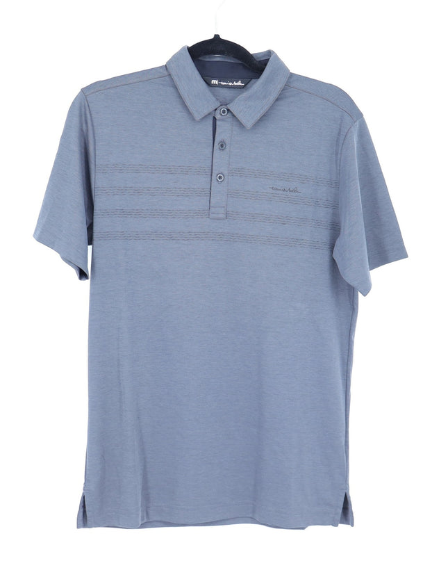Travis Mathew Coto Performance Golf Polo Gray Chest Stripe Short Sleeve Men's S
