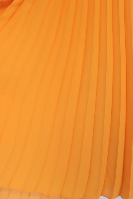 ALICE + OLIVIA Halterneck Sunburst Pleated Mini Dress Orange NWT Women's M