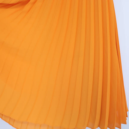 ALICE + OLIVIA Halterneck Sunburst Pleated Mini Dress Orange NWT Women's M