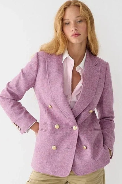 J. CREW Bristol Herringbone Wool Blazer Lilac Double Breasted Women's 00