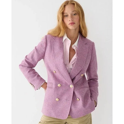 J. CREW Bristol Herringbone Wool Blazer Lilac Double Breasted Women's 00