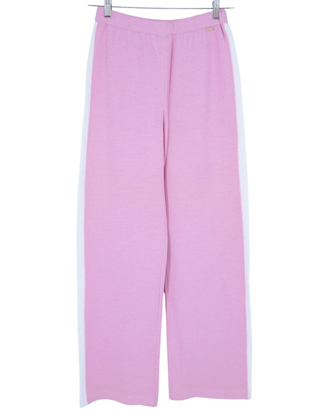 ST. JOHN SPORT Wide Leg Sweater Pant Santana Knit Pink Track Suit Women's M