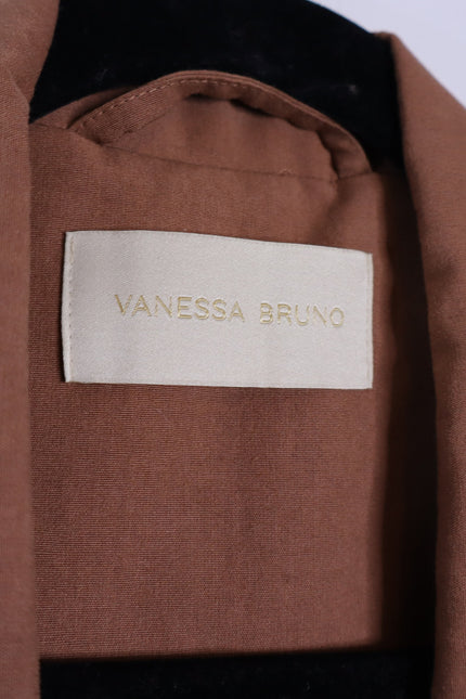 VANESSA BRUNO Christen Belted Longline Sleeveless Jacket Camel Women's 40/US 8