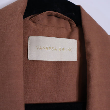 VANESSA BRUNO Christen Longline Sleeveless Jacket Camel Belted Women's 40/US 8