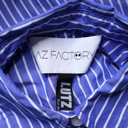 AZ FACTORY x Lutz Huelle Striped Shirtdress White Blue Oversized Women's 38/US 6