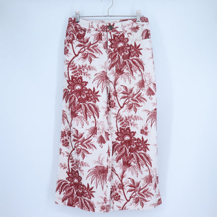 Cara Cara Sonia Pant Jacobean Red Printed Corduroy Crop Wide Leg Women's 4