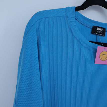 Dressed in Lala Malone Ribbed Oversize T-Shirt Maui Blue NWT Oversized Women's M