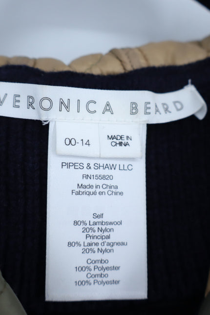 VERONICA BEARD Orine Navy Quilted Hoodie Dickey Wool Sweater Women's OS