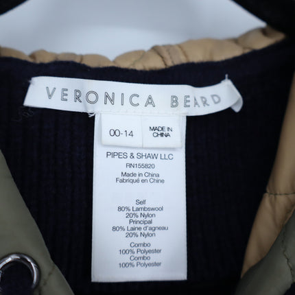 VERONICA BEARD Orine Navy Quilted Hoodie Dickey Wool Sweater Women's OS