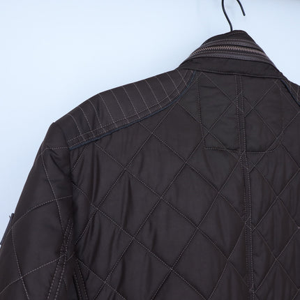 Handstich Kent Quilted Jacket Brown Fleece Lined Long Sleeve Men's 52/US L