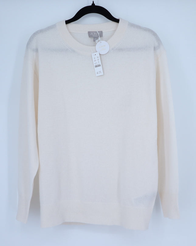 J. CREW 100% Cashmere Crewneck Sweater Snow White NWT Relaxed Fit Women's XS