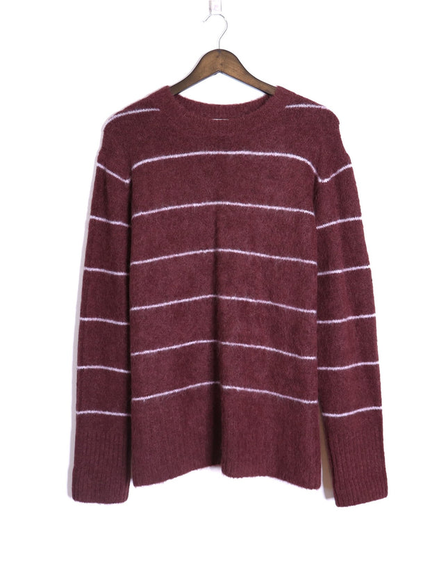 PISTOLA Ivy Pullover Sweater Terra Stripe Maroon Oversized Long Sleeve Women's S