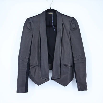 Rebecca Minkoff Beckly Open Blazer Black Lamb Leather Long Sleeve Women's XS
