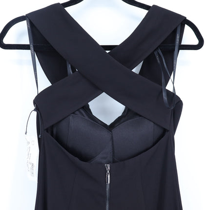 Laundry by Shelli Segal Cross Back Evening Gown Black NWT Maxi Dress Women's 4