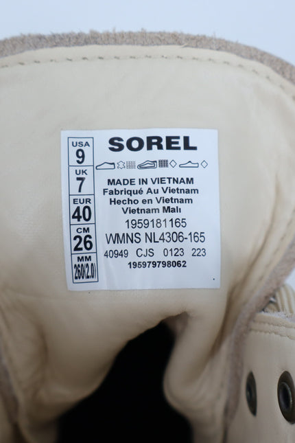 SOREL Brex Leather Lace Up Boot Bleached Ceramic Orange Waterproof Women's 9