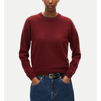 J. Crew 100% Cashmere Crewneck Sweater Burgundy Classic Fit Women's M
