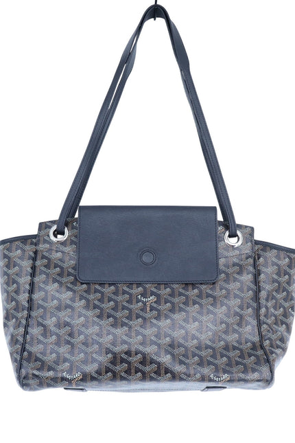 GOYARD Rouette Souple Shoulder Bag Black and Brown Coated Canvas Chevron