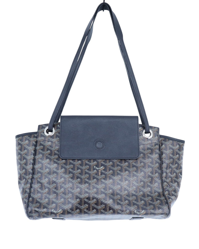 GOYARD Rouette Souple Shoulder Bag Black and Brown Coated Canvas Chevron