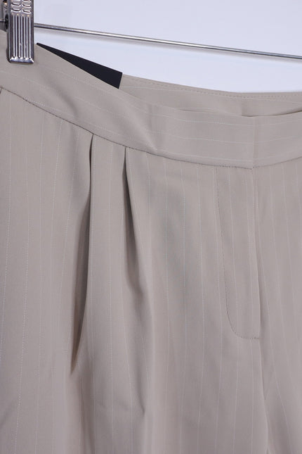 DONNA KARAN NWT Pinstripe Wide Leg Dress Pants Cobblestone Cream Women's 10P
