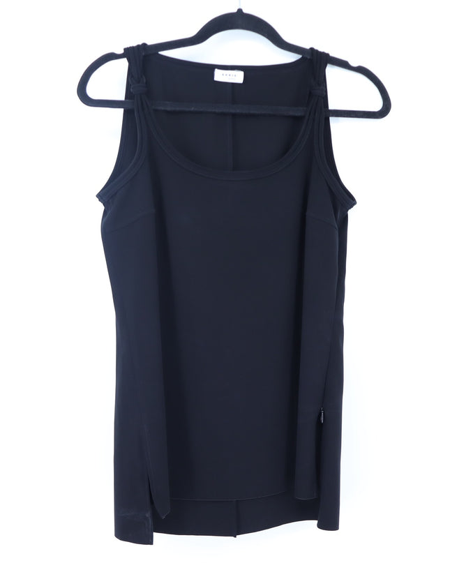 AKRIS Punto Knot Strap Sleeveless Blouse Black Scoop Neck Women's 4