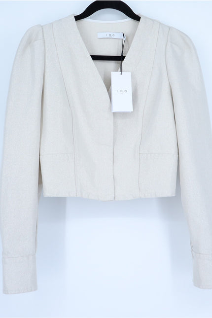 IRO Vema Denim Jacket NWT Ecru Silver Lurex Long Sleeve Women's 36/US 4