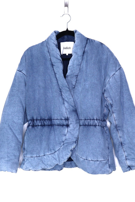 BA&SH NEW Blouson Caly Denim Puffer Lady Jacket Blue Jean Lagenlook Women's 2/M