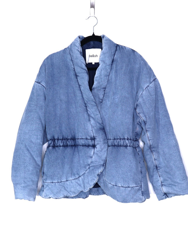 BA&SH Blouson Caly Denim Puffer Jacket NWT Lady Blue Jean Lagenlook Women's 2/M