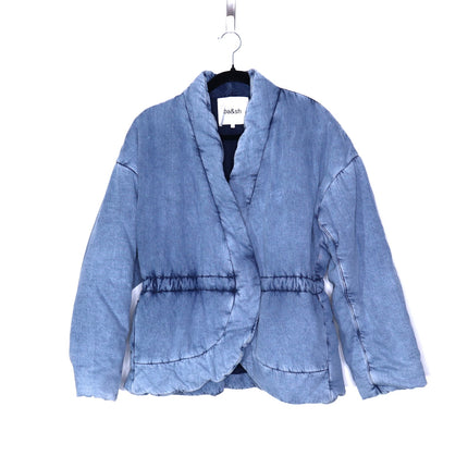 BA&SH Blouson Caly Denim Puffer Jacket NWT Lady Blue Jean Lagenlook Women's 2/M