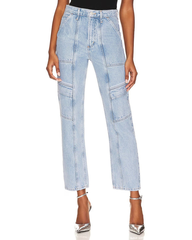 AGOLDE Cooper Cargo Jeans Rank Blue Light Wash Zip Fly Women's 30