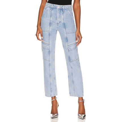 AGOLDE Cooper Cargo Jeans Rank Blue Light Wash Zip Fly Women's 30