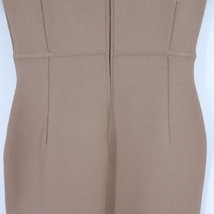 SCANLAN THEODORE Crepe Knit Collar Dress NWT Beige Camel Quiet Luxury Women's L