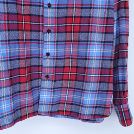 Hammer Made Flannel Button Down Shirt Red Blue Plaid Long Sleeve Men's L-XL/17