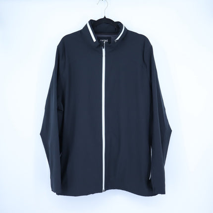 Rhone Rain or Shine Full Zip Jacket Black Hideaway Hood Windbreaker Men's XXL