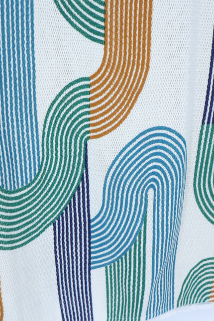 MAPOESIE Franca Sonora Dress Ivory Multi Abstract Knee Length V Neck Women's M