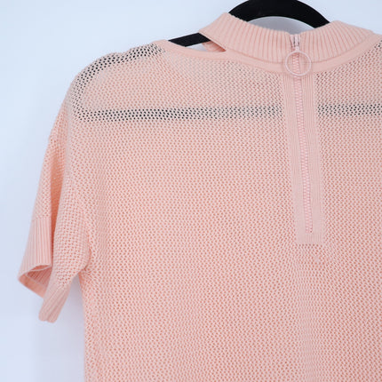 Akris Punto Cutout Neck Wool Knit Sweater Light Peach Short Sleeve Women's 4