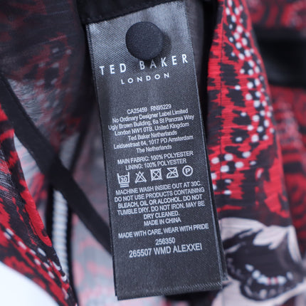 Ted Baker Alexxei Blouse Ladder and Velvet Trim Red Black Long Sleeve Women's 2