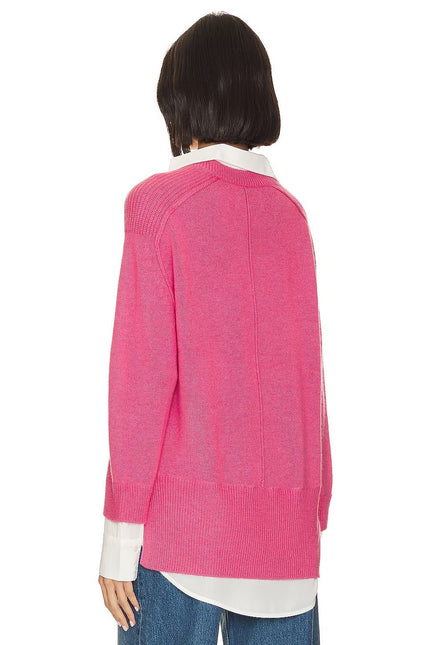 BROCHU WALKER Looker Layered V-Neck Sweater Pink Cashmere Pullover Women's S