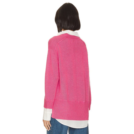 BROCHU WALKER Looker Layered V-Neck Sweater Pink Cashmere Pullover Women's S