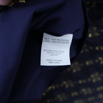 AMANDA UPRICHARD Noemi Dress Navy and Gold Long Sleeve Shift Women's M