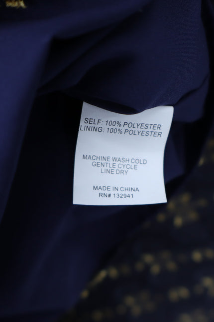 AMANDA UPRICHARD Noemi Dress Navy and Gold Long Sleeve Shift Women's M