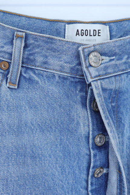 AGOLDE Riley Straight Cropped Jean Renewal Blue Light Wash High Rise Women's 31