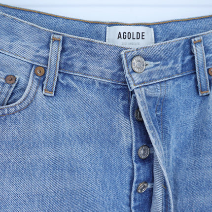 AGOLDE Riley Straight Cropped Jean Renewal Blue Light Wash High Rise Women's 31