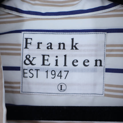 Frank & Eileen Joedy Boyfriend Shirt White Multi Stripe Button Up Women's L