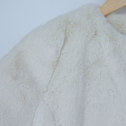 Express Faux Fur Jacket Ivory NWT Long Sleeve Collarless Women's XS
